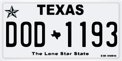 TX license plate DOD1193