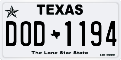 TX license plate DOD1194