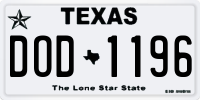 TX license plate DOD1196