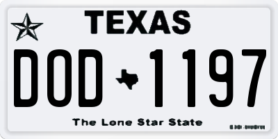 TX license plate DOD1197
