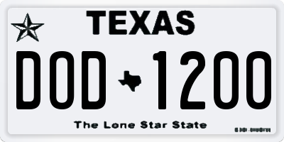 TX license plate DOD1200
