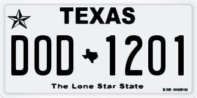 TX license plate DOD1201