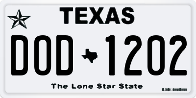 TX license plate DOD1202