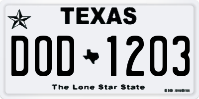 TX license plate DOD1203