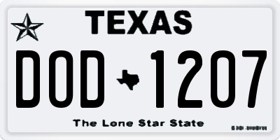 TX license plate DOD1207