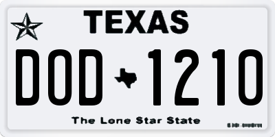 TX license plate DOD1210