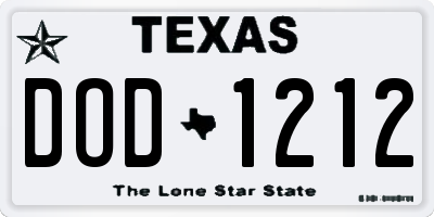 TX license plate DOD1212