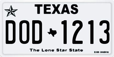 TX license plate DOD1213