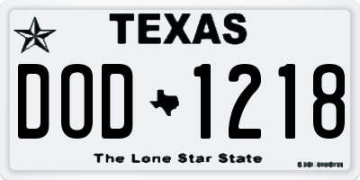 TX license plate DOD1218
