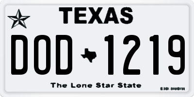 TX license plate DOD1219
