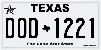TX license plate DOD1221