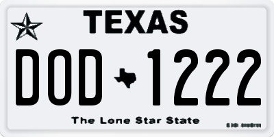 TX license plate DOD1222