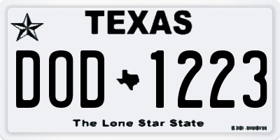 TX license plate DOD1223