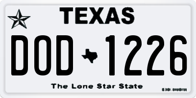 TX license plate DOD1226