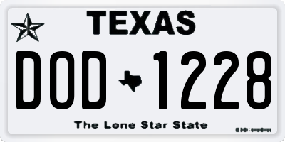 TX license plate DOD1228
