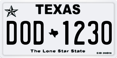 TX license plate DOD1230