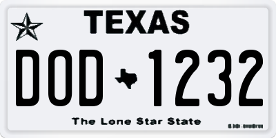 TX license plate DOD1232