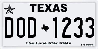 TX license plate DOD1233