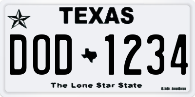 TX license plate DOD1234
