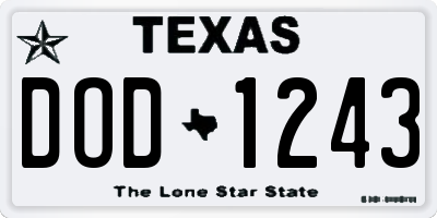 TX license plate DOD1243