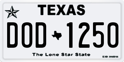 TX license plate DOD1250