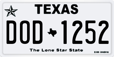 TX license plate DOD1252