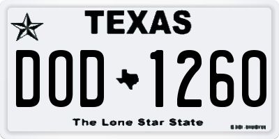 TX license plate DOD1260