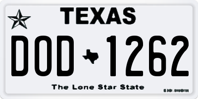 TX license plate DOD1262