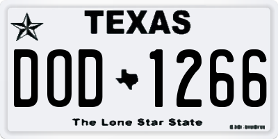 TX license plate DOD1266
