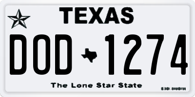 TX license plate DOD1274