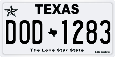 TX license plate DOD1283