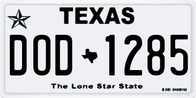 TX license plate DOD1285