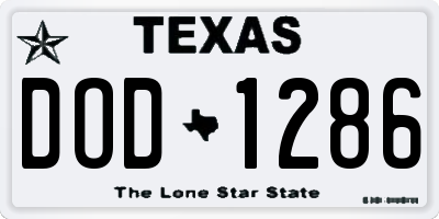 TX license plate DOD1286