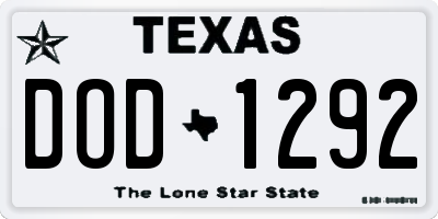 TX license plate DOD1292