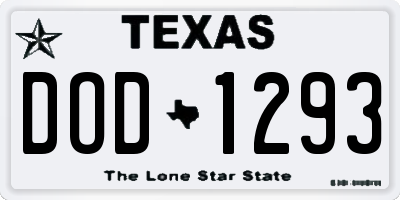TX license plate DOD1293