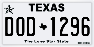 TX license plate DOD1296