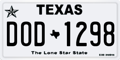 TX license plate DOD1298