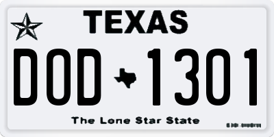 TX license plate DOD1301