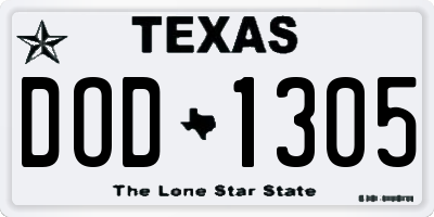 TX license plate DOD1305