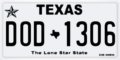 TX license plate DOD1306