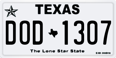TX license plate DOD1307