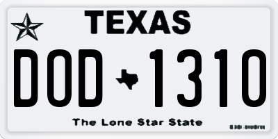 TX license plate DOD1310