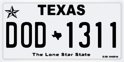 TX license plate DOD1311