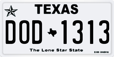 TX license plate DOD1313