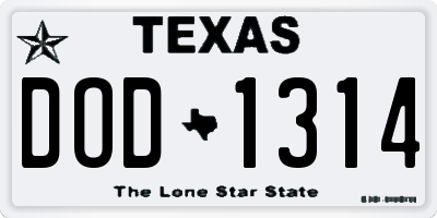 TX license plate DOD1314