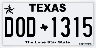 TX license plate DOD1315