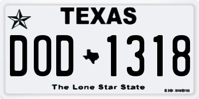 TX license plate DOD1318