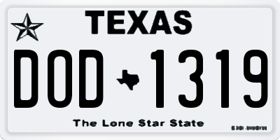 TX license plate DOD1319