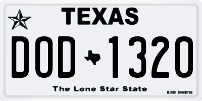 TX license plate DOD1320