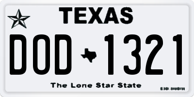 TX license plate DOD1321